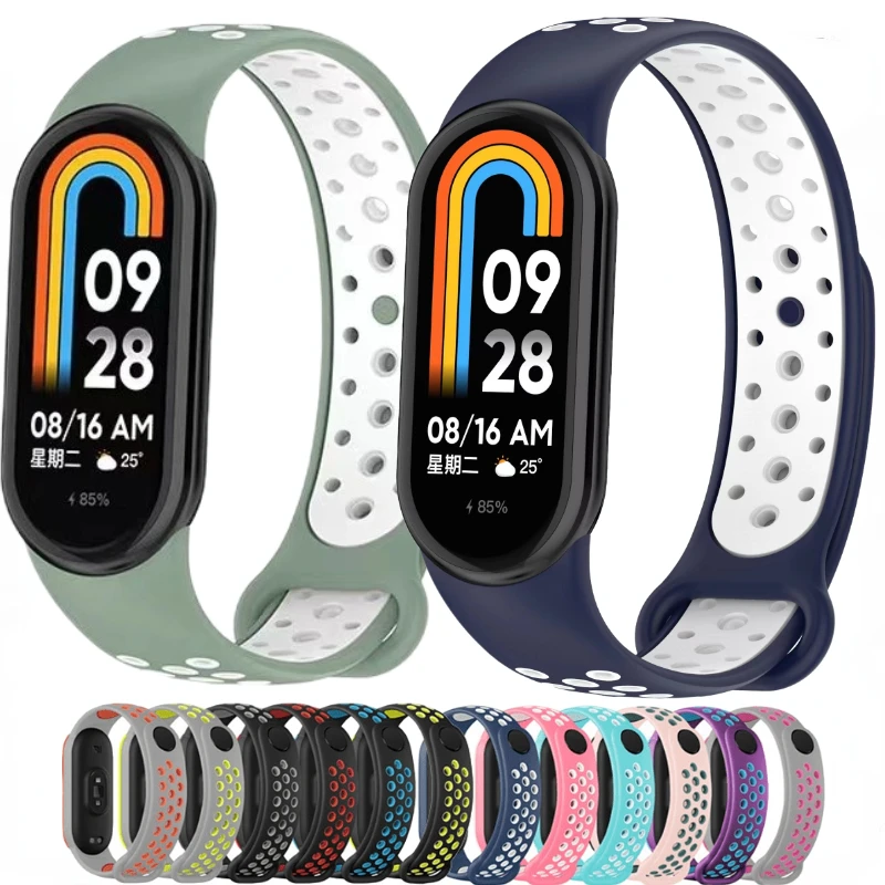 Cinturino In Silicone Per Xiaomi Mi Band 7 6 5 4 3 Sport Traspirante Dual Color Bracciale Cintura Mi Band 6 Per Mi Band 5 Mi Band 4 Correa