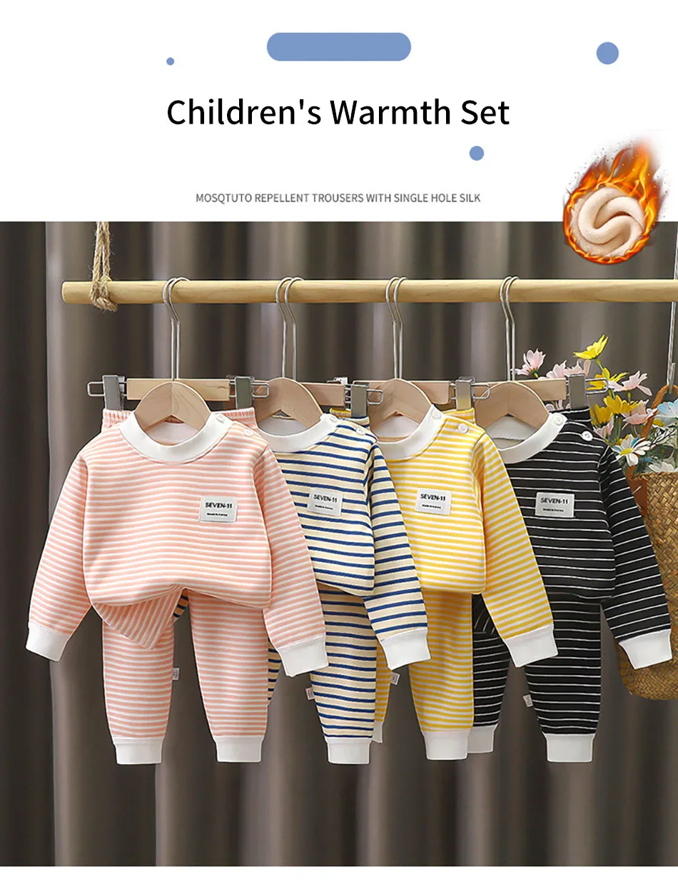 Extra warme, gemütliche Unisex-Thermo-Pyjama-Sets mit Fleece-Futter für Kinder, verdicktes, hautfreundliches Material, geeignet für Herbst- und Wintersaison – Detail 1