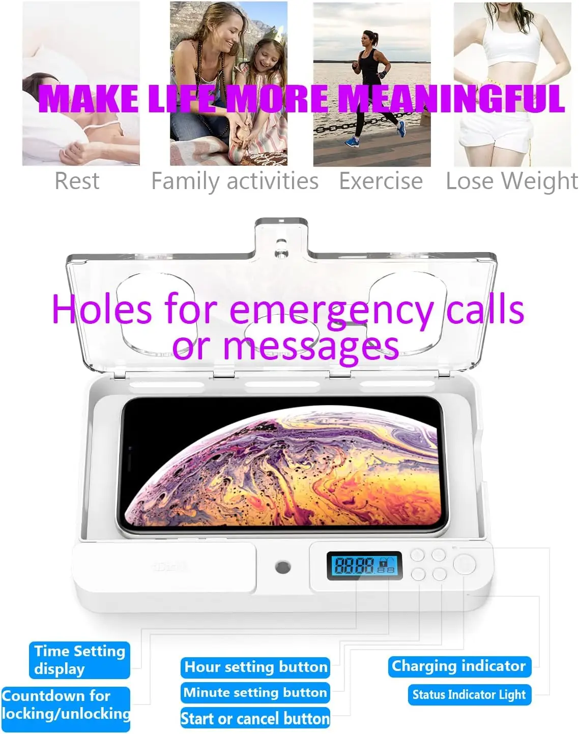 Timer Lock Box for iPad iPhone/Portable Phone Lock Box for Tablet/Folded Phone/Controller/TV remotes/ Phone Locker to Help Kids 4