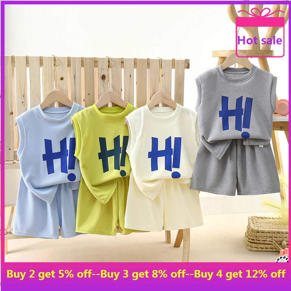 

Children's vest set summer new boys sleeveless shorts set Korean version of girls' clothes summer children's clothes