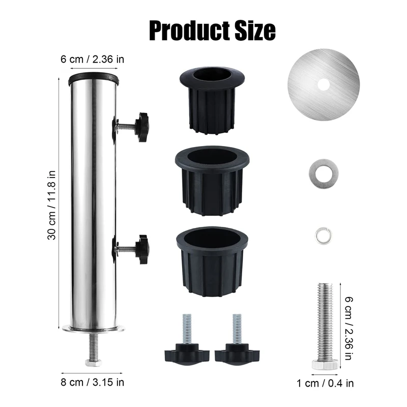 Umbrella Pole Mount Stand Tube Set Outdoor Parasol Base Holder Insert Pipe Sleeve, For Outside Garden Backyard Balcony