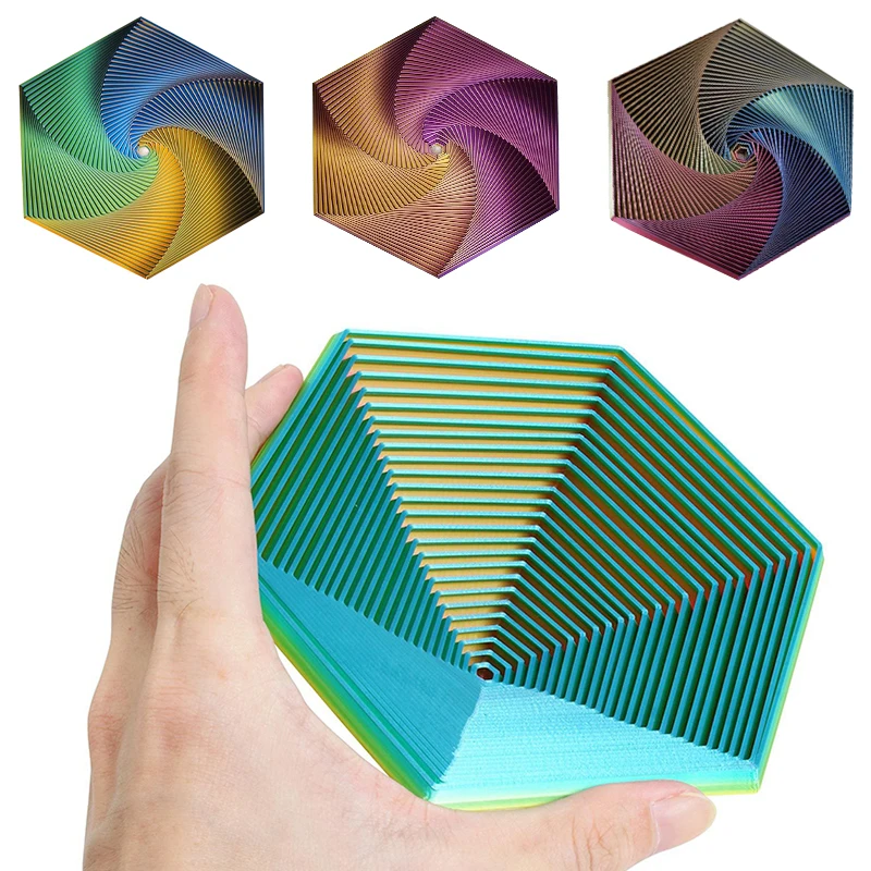 3D Printed Fractal Fidget Hexagon Fidget Spiral Toy Anti-Anxiety Decompression Toy Desktop Decoration Crafts Figurines Miniature