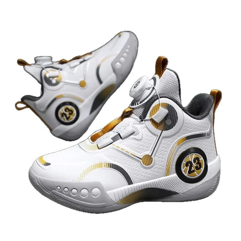 Boys' Basketball Training Shoes Hot Sale Of The Season Spring Autumn Anti-slip Rotating Button Running Shoes for Children And Tw - 5