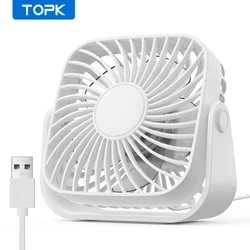 Compact USB Mini Portable Fan with Adjustable 360° Rotation and Quiet 3-Speed Settings (White)