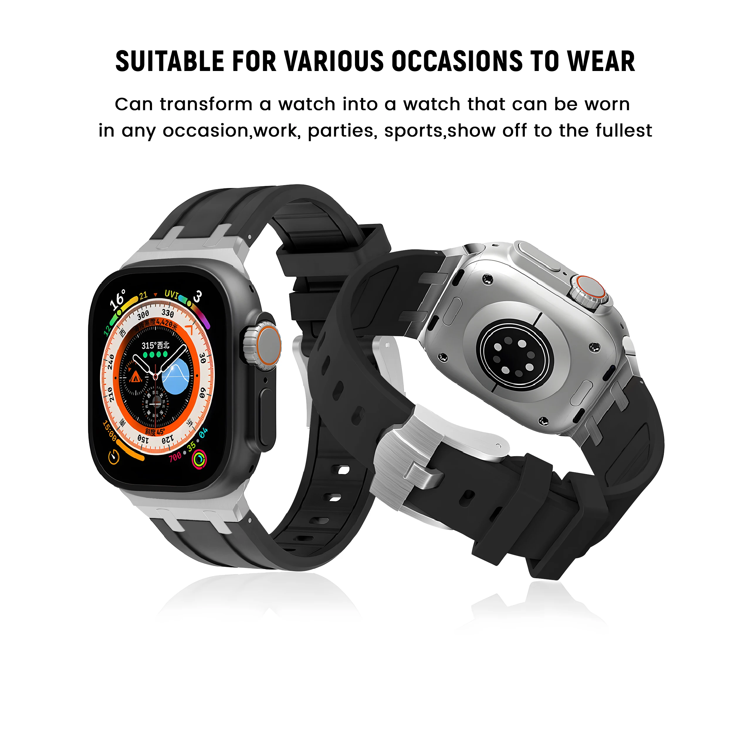 Fluoroelastomer Strap For Apple Watch Band Ultra 49mm 45mm 44mm 42mm 41mm  38mm Sport Watchband Iwatch Serise 8 7 6 5 Bracelet Se - Watchbands -  AliExpress