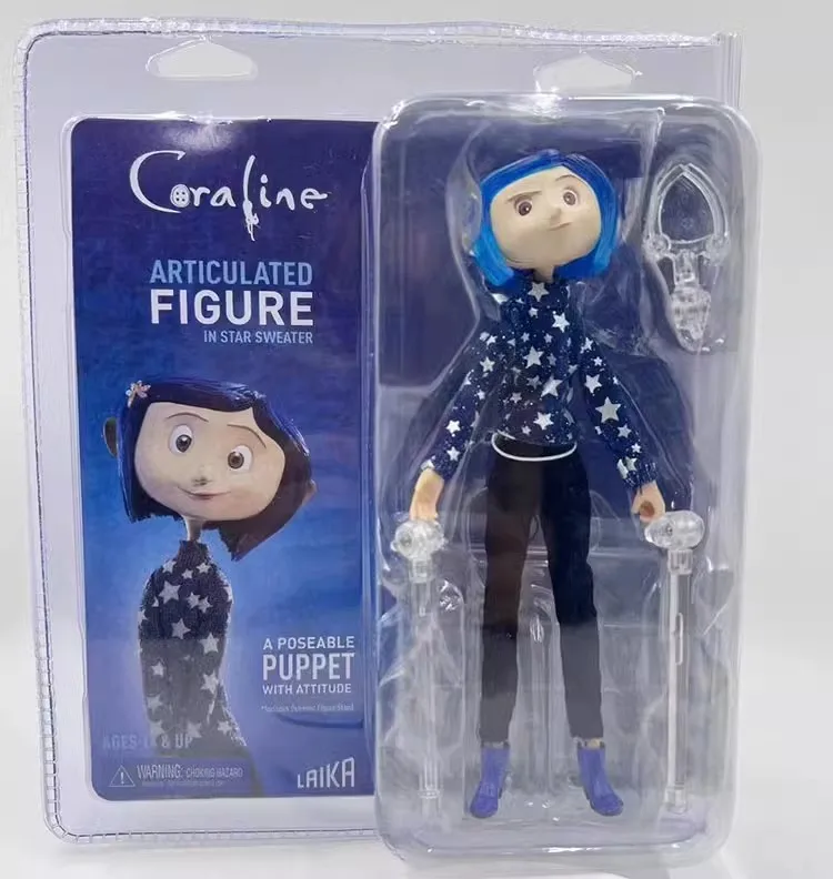 NECA Coraline 액션 피규어 wybie blythe 자동차 룸 장식 노란색 부츠 비옷 figura 인형 소녀 어린이 영화 필름 Bratz 장난감