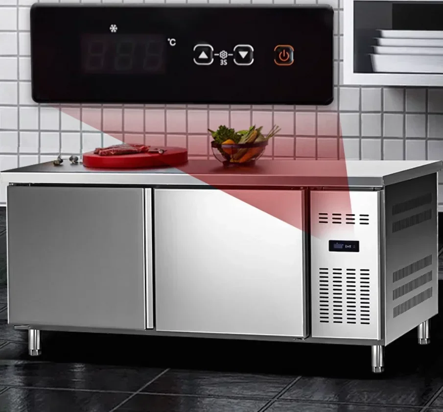 Commercial Stainless Steel Under Counter Refrigerator 2 Doors Kitchen Worktop Freezer