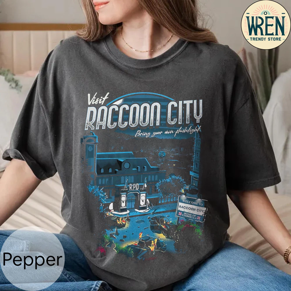 Besuchen Sie Raccoon City Retro-Shirt Vintage Resident Evil Sweatshirt Willkommen in Raccoon City Shirt Leon Kennedy Shirt