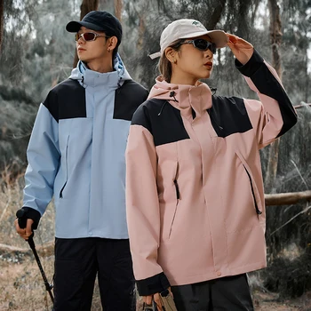 الخريف عالية الجودة المرقعة سترة واقية الرجال النساء في الهواء الطلق تسلق الجبال الرياضة يندبروف مقاوم للماء مقنعين معطف المشي لمسافات طويلة 6
