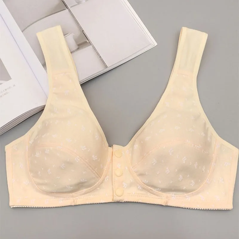 Thin Cup Bra Middle-aged Elderly Mom's Underwear Front Closure Vest Style Plus Size Wireless No Sponge Bras For Women 2