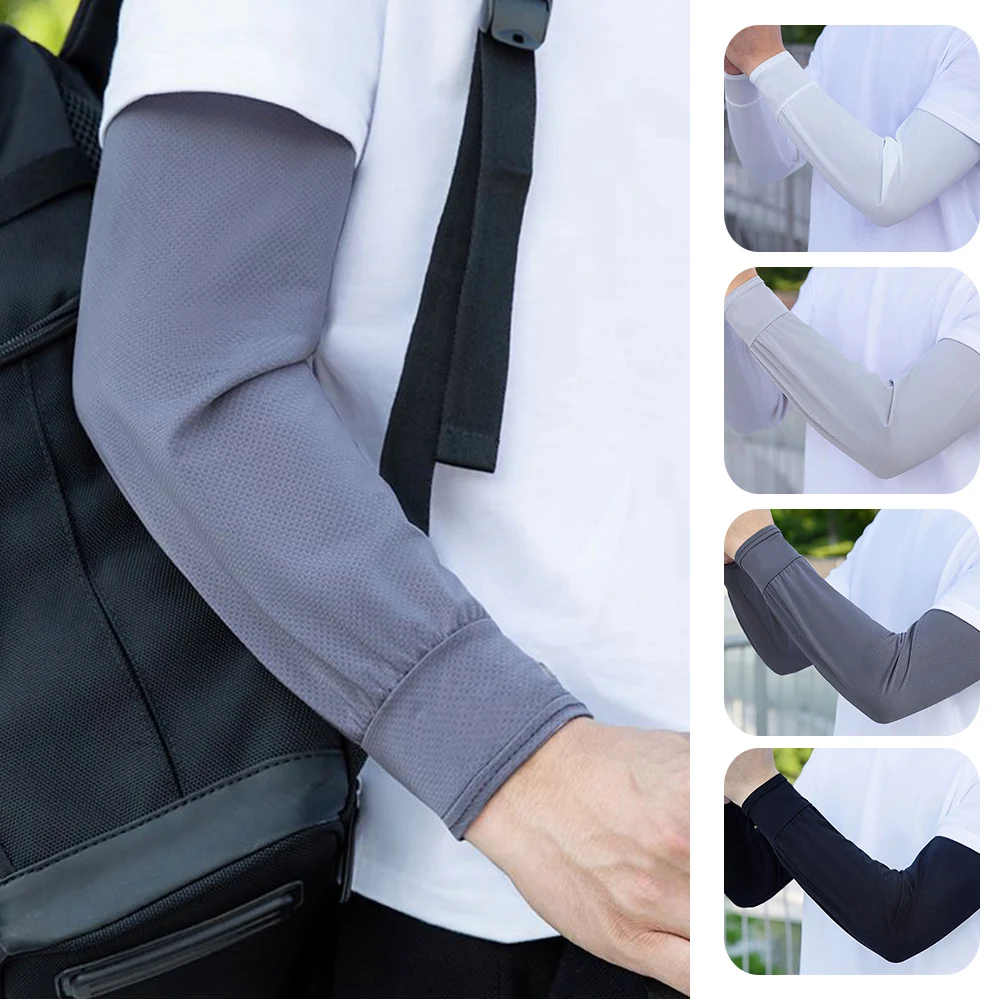 Durable UV Protection Sunscreen Ice Sleeves Loose Breathable Wear-resistant Outdoor Work Arm Warmers Men's Arm Sleeves Summer 1