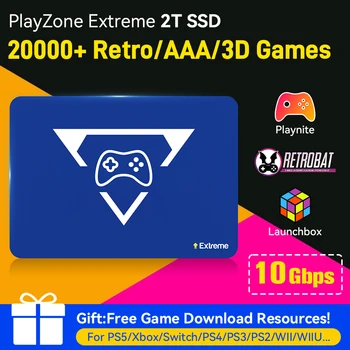 Disco rigido per emulazione di giochi da 2 TB con 20000 giochi retrò/PC Launchbox Retrobat Playnite HDD da gioco per PS4/PS3/Switch/WIIU/N64/PS5