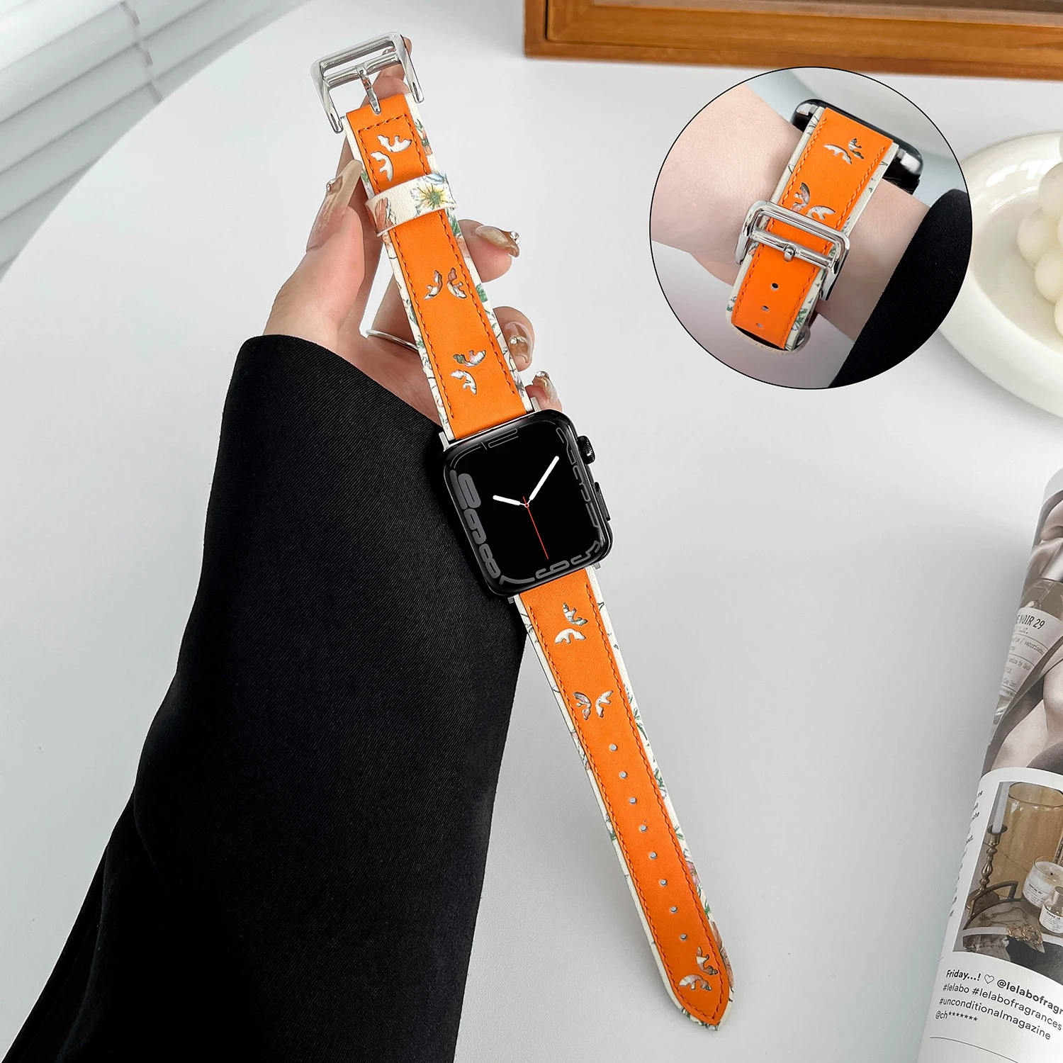 

Butterfly Leather Strap for Apple Watch 8 7 45mm 41mm Ultra 49mm Woman Correa Band for iWatch Series 6 5 4 3 44mm 42mm 40mm 38mm