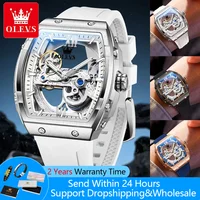 OLEVS 6779 Transparent Hollow Mechanical Men's Watches Fashion Luxury Silicone Strap Waterproof Skeleton Automatic Watch For Man
