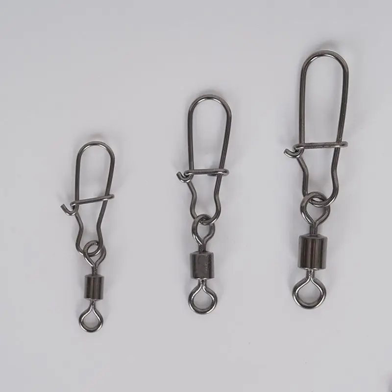Bearing Swivel Fishing Connector Rolling Swivel With Snap Stainless Steel Fishing Lure Hook Accessories 100 pcs