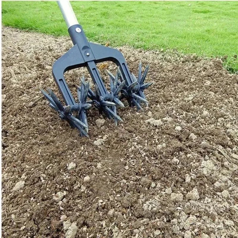 Adjustable Rotary Cultivator Garden Lawn Ripper Gardening Rotary Tiller and Hand-Held Garden Cultivator Tool Soil Plowing Tool