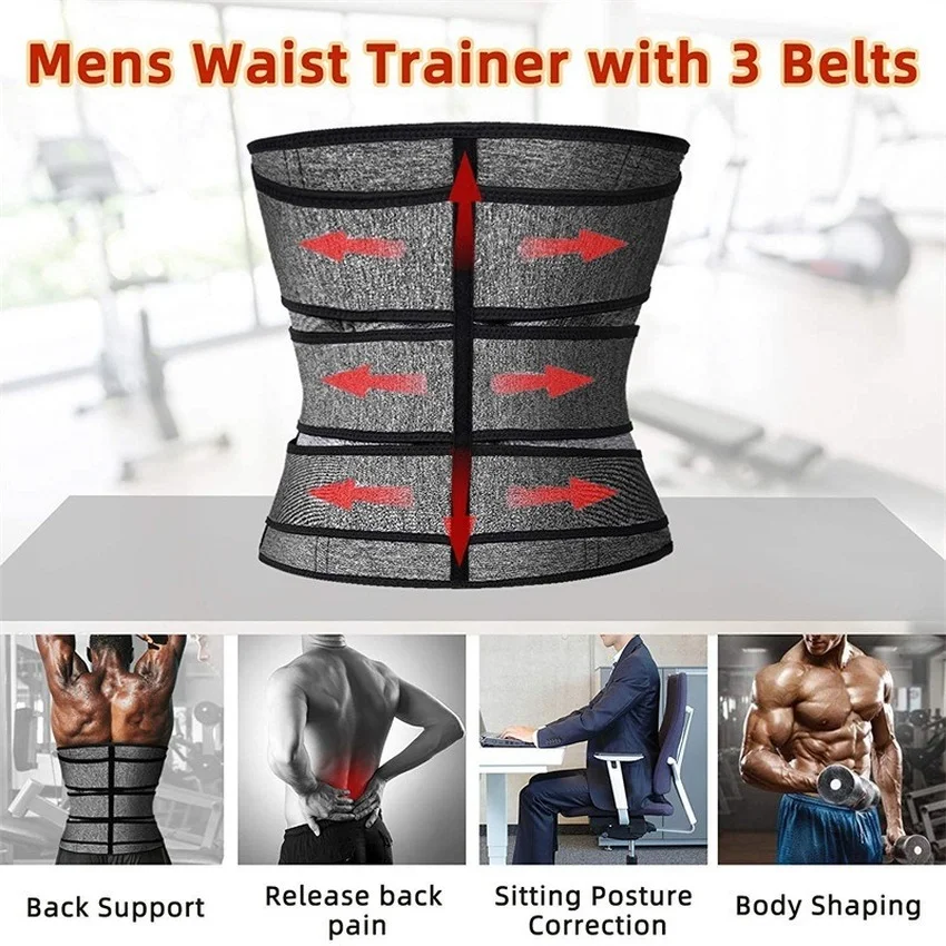 Fat Burner Mens Waist Corset Slimming Sauna Trimmer Belt Sweating Belly Chest Abdominal Binder Reductive Girdle Body Shaper