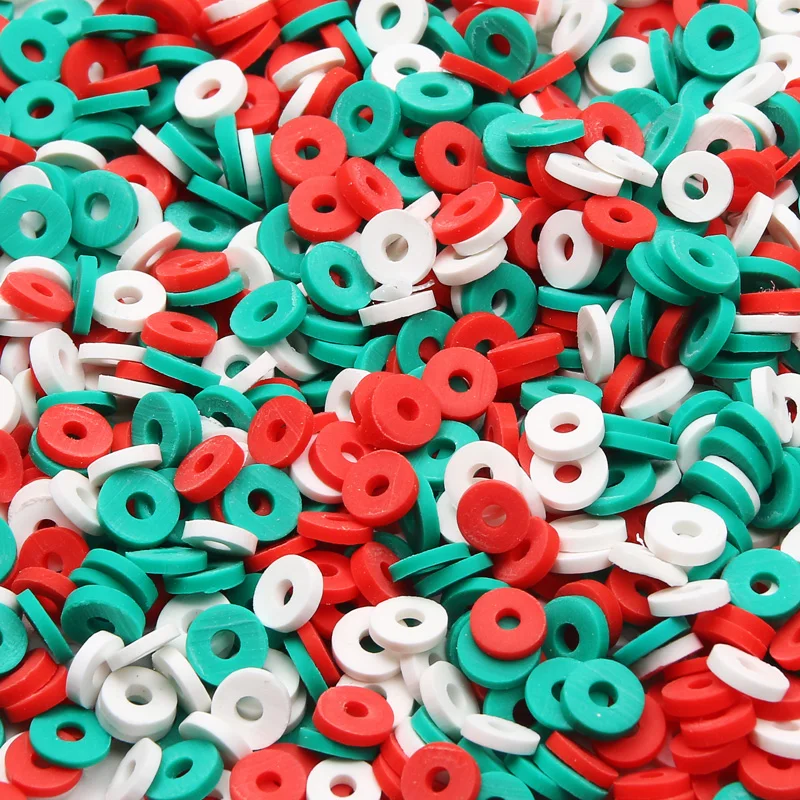 

Плоские круглые рождественские разноцветные бусины-разделители из полимерной глины для изготовления ювелирных изделий «сделай сам», аксессуары для браслетов, ожерелий, 200 шт., 6 мм