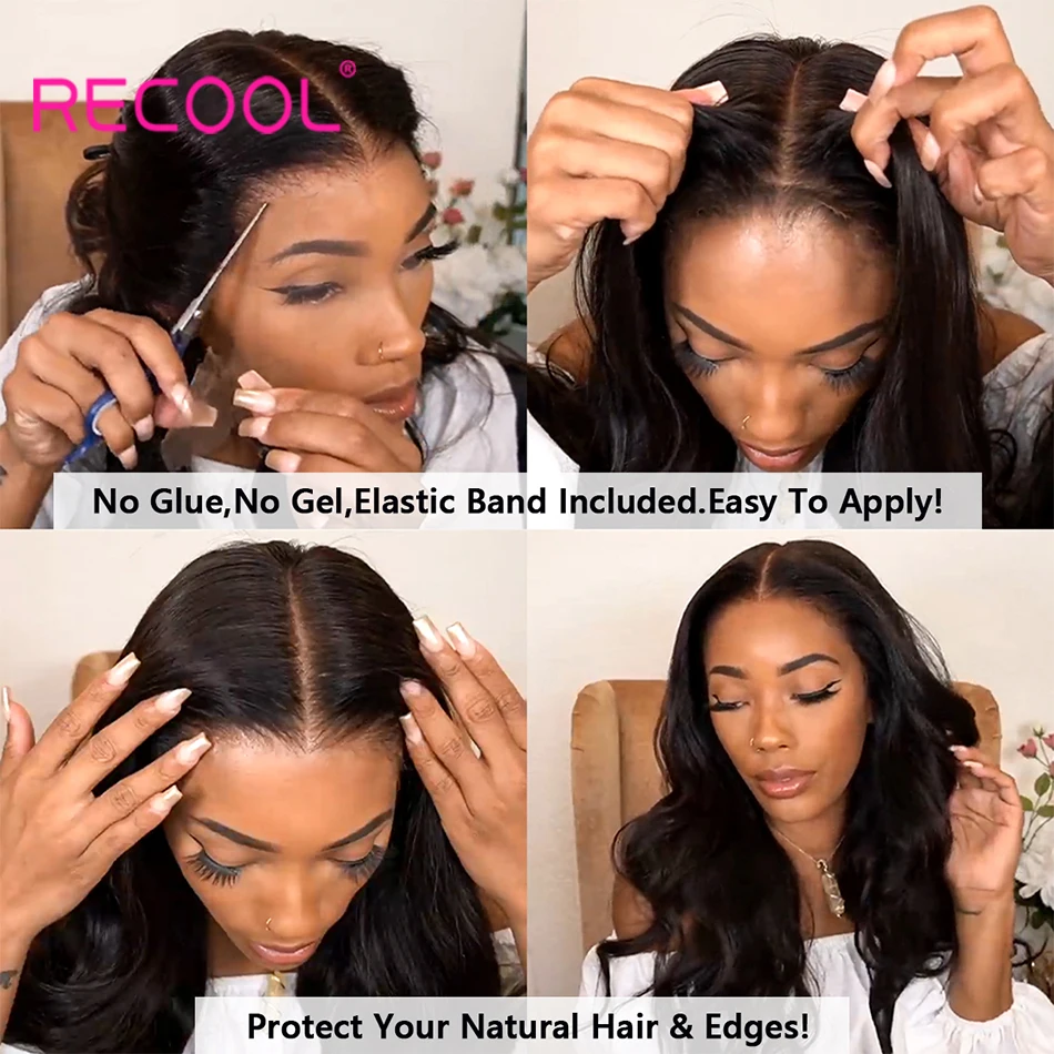 Recool Lace Front Human Hair Wigs Body Wave HD Lace Frontal Wig Ready To Go Transparent Wigs For Women Human Hair