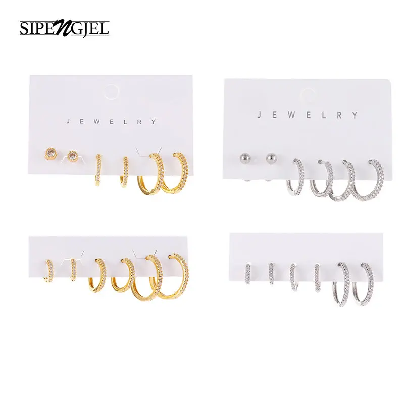 

6 Pcs Trendy Minimal Hoop Earrings Sets for Women Crystal Zirconia Small Huggie Thin Cartilage Earrings Fashion Jewelry Gifts