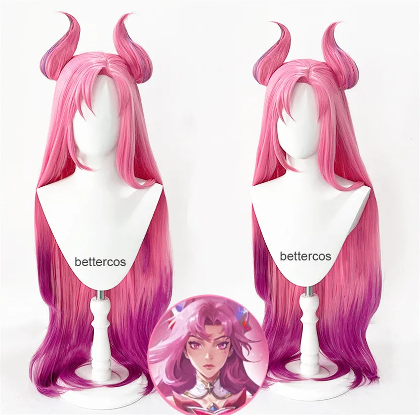 

Game LOL Star Guardian Kaisa Cosplay Wig Pink Purple Gradient 100cm Long Synthetic Hair Heat Resistant Halloween Wigs + Wig Cap