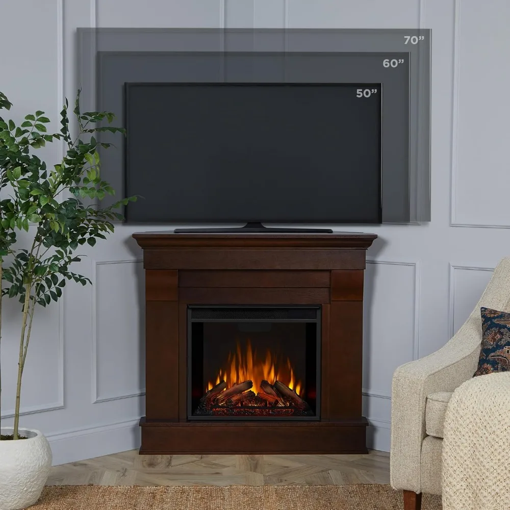 Chateau 41" Corner Electric Fireplace with Mantel for Living Room or Bedroom, Replaceable Fireplace Insert Heater. 3