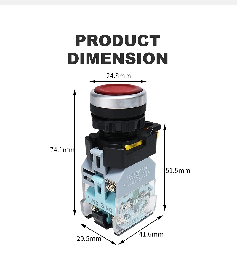 VaneAims öƽ LED Ʈ Ǫ ư ġ,  Ī ON/OFF  ġ, ǹ , 22mm FXB38, 10A, 12V, 220V