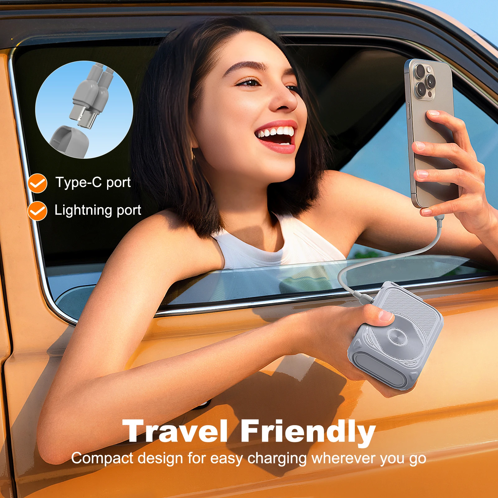 PD 22.5W Fast Charging 10000mAh Magnetic Wireless Power Bank USB Type-C Detachable Data Cable Phone Holder Emergency PowerBank 4
