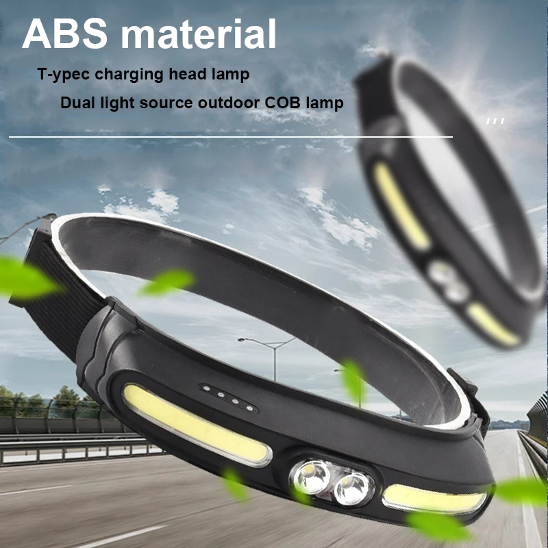 Description Picture 3 of itemCOB Headlamp Fishing Headlight 5 Lighting Modes Flashlight USB Rechargeable Head Light Outdoor Camping Portable Working Light