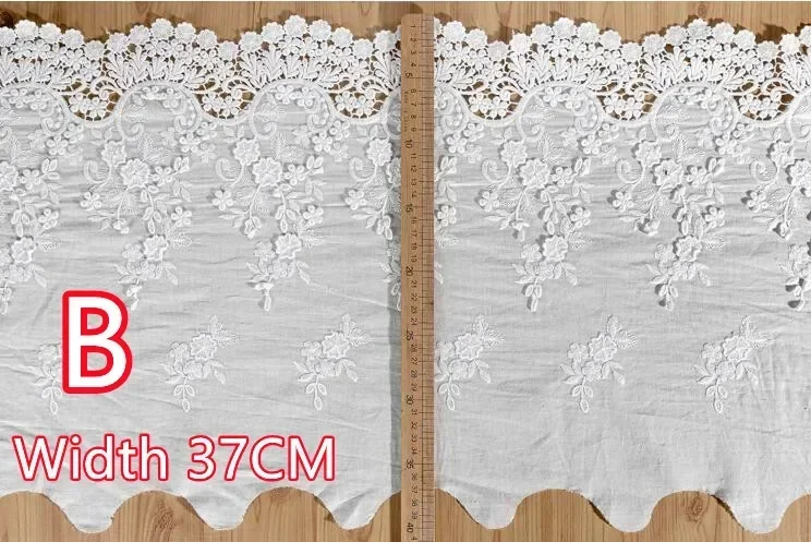 Beige and White 100 % Cotton Embroidered Lace Fabrics Women's Clothing DIY Lace Trim RS1689 3Yards/Lot
