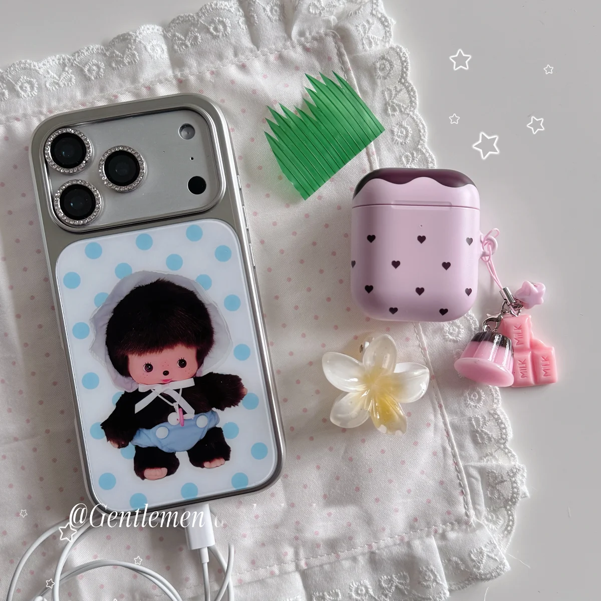 Glossy Pink and Blue Polka Dot Baby Couple Phone Case