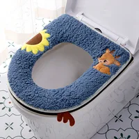 2025 Warm Thickened soft Toilet Pad Winter home Toilet Seat Covers Cute deer Zipper winter wc rim toilet cape cushion bezel case 1