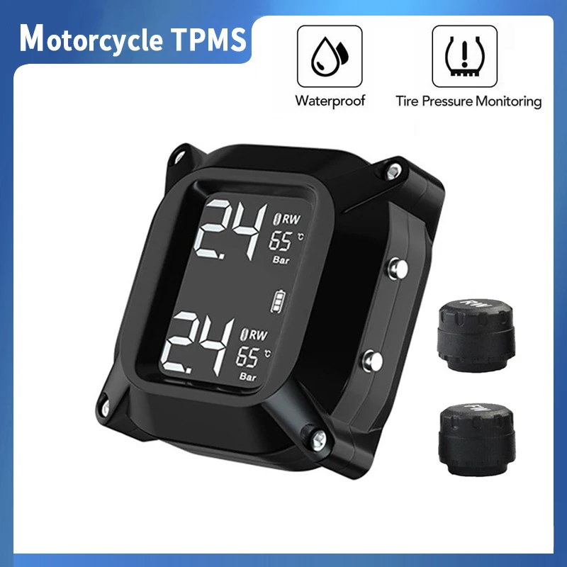 Motorcycle TPMS Tyre Temperature Tester 2 Sensors Bike Motor Tire