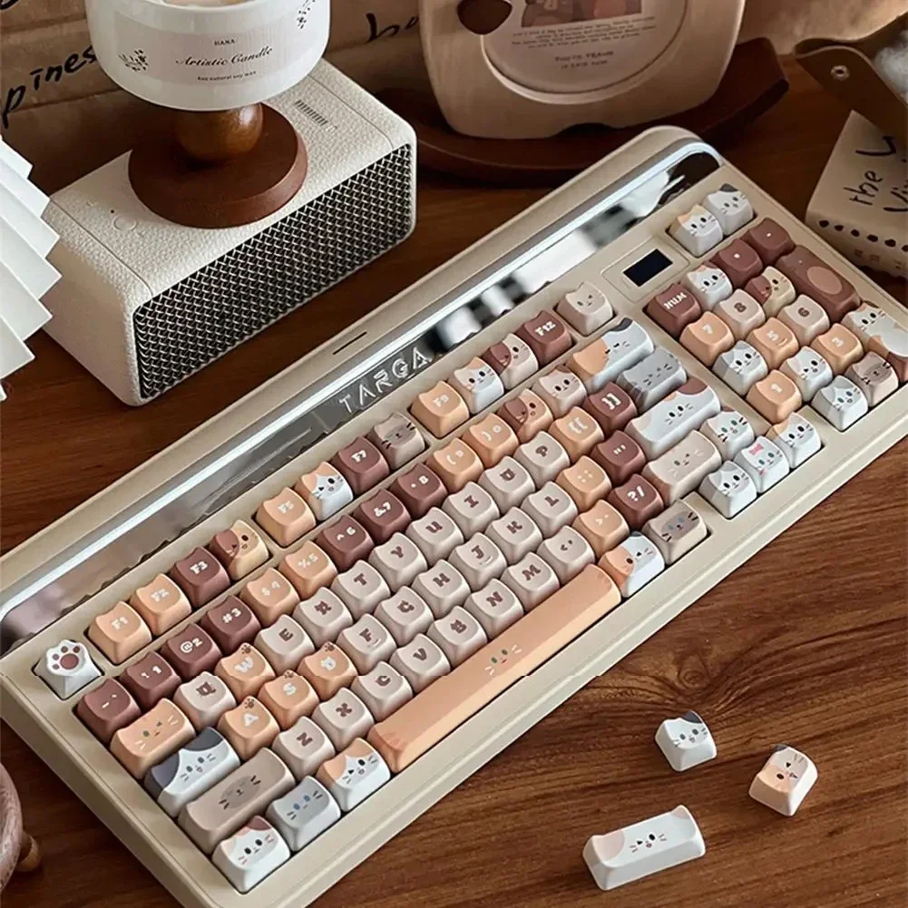 Gato Bonito Keycaps Conjunto para Meninas Teclados Quadrado Key Cap Mao Perfil Pbt mx Teclado Mecânico Presente em Estoque Bonito - Imagem 5