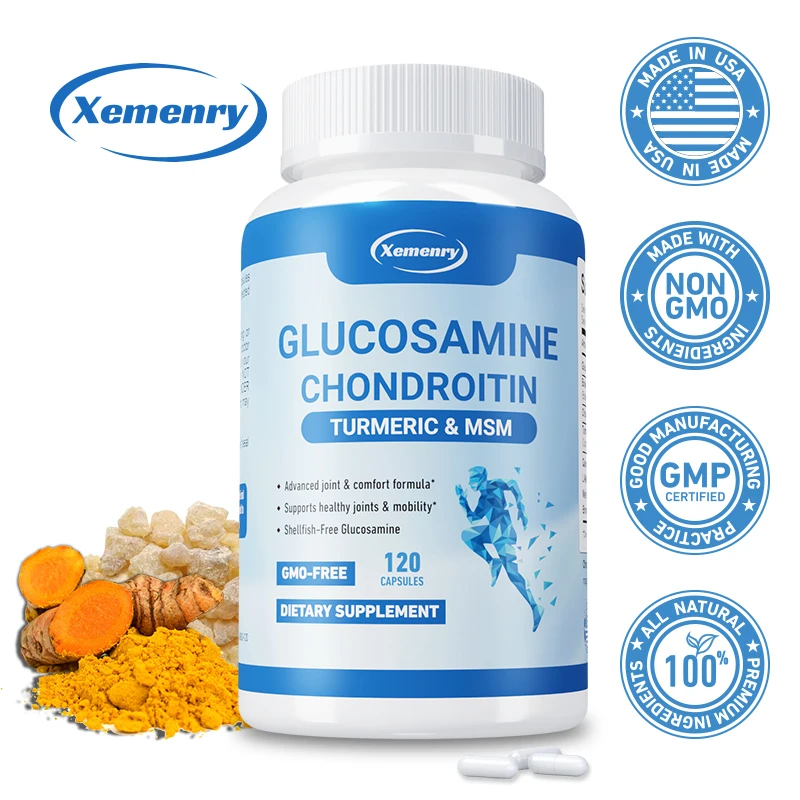 Glucosamine Chondroitin Turmeric & MSM-Joint Health Supplement, Antioxidant, Helps Relieve Back, Knees and Hand Pain