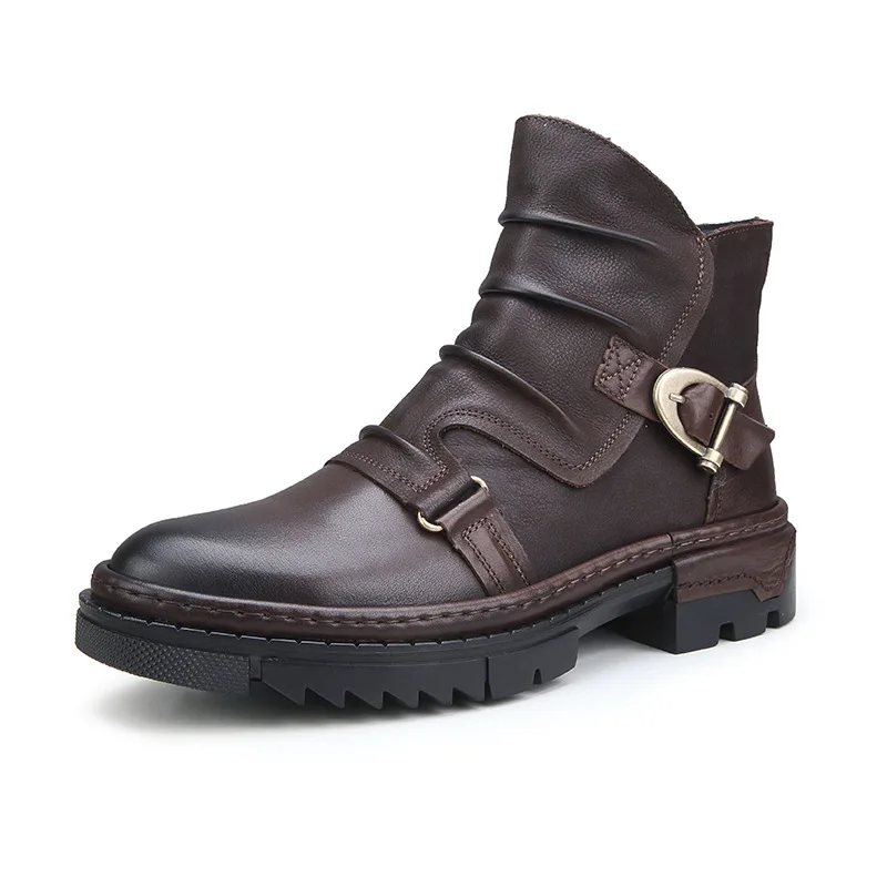 Italian Demi Boot Smooth Synthetic Leather for Men