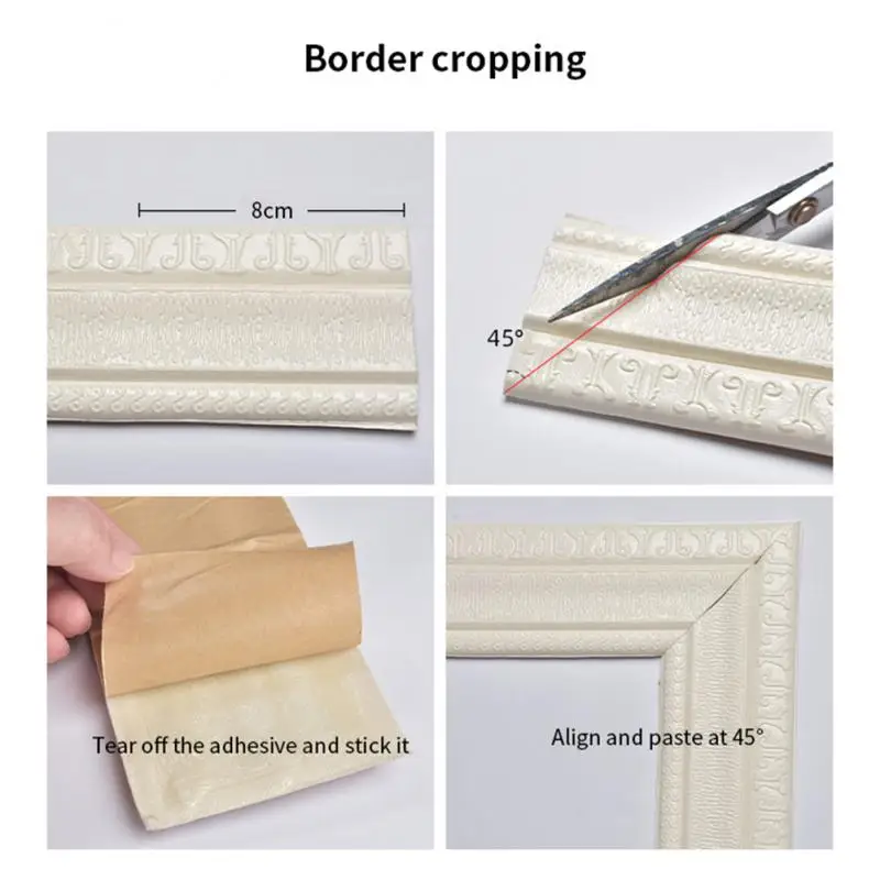 2.3M 3D Self-Adhesive Waistline Skirting Line Wall Stickers Border DIY Room Decor Home Waterproof Baseboard Wallpaper Stick