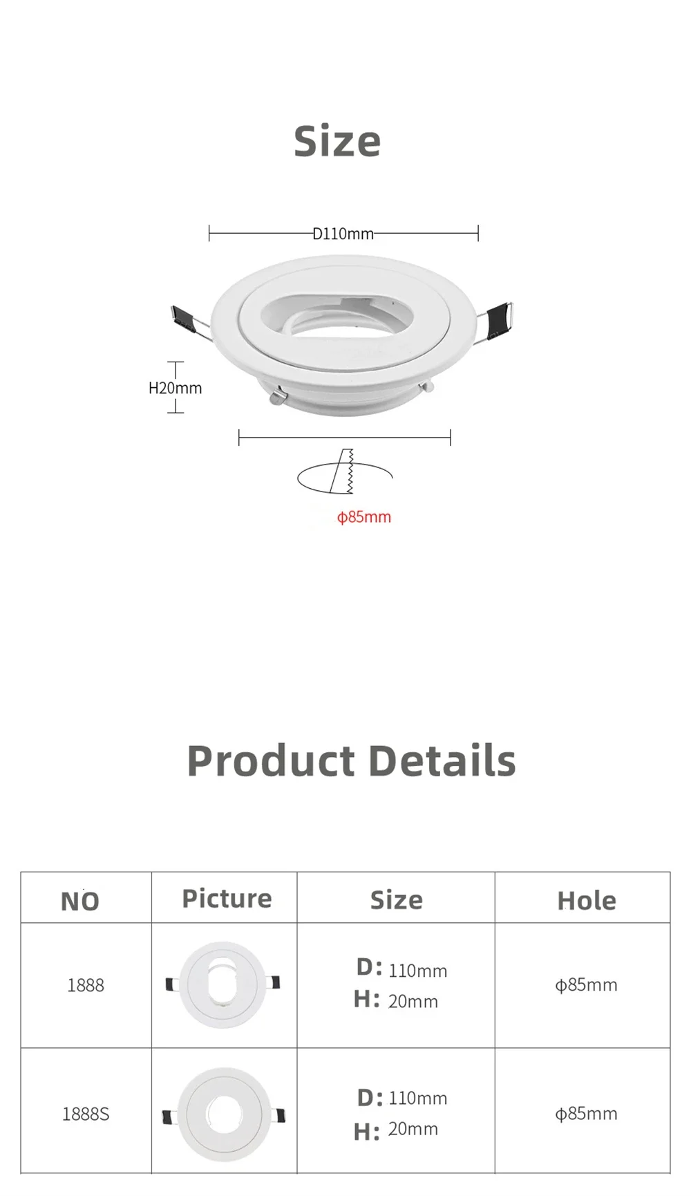 Spot Lumineux LED Encastrable en Fer de Style Moderne, Montage Encastré au Plafond, Idéal pour Couloir, Bureau, Haute Qualité