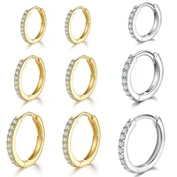 925 Sterling Silver Gold Plated Small Zirconia Huggie Hoop Earrings For Women Girls Gift Wedding Engagement Party Ear Buckle