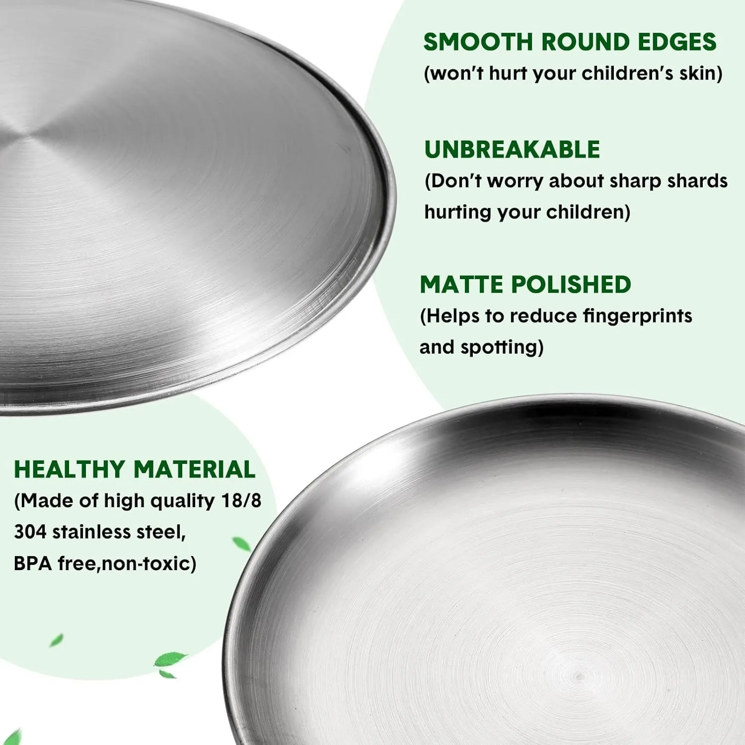 Stainless Steel Plate 4/10Pcs 304 Stainless Steel Dishes 8 Inches Adult Plates Reusable Camping plate Dessert Plate