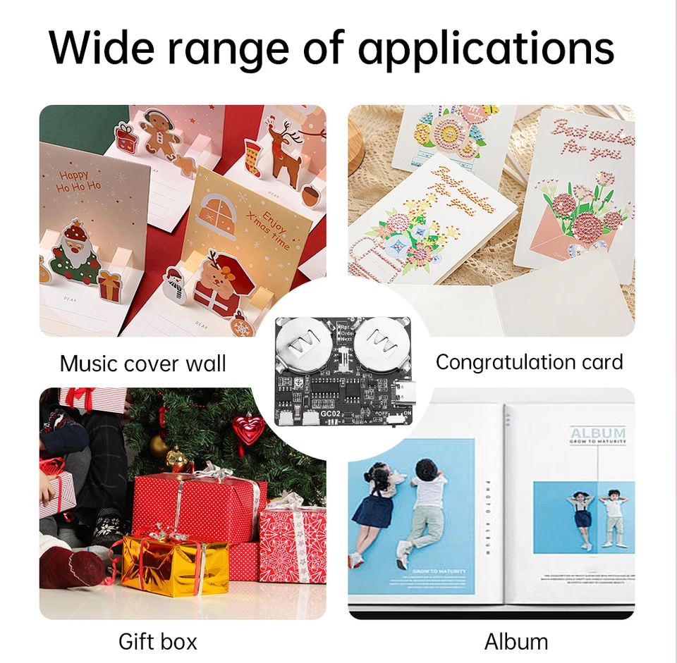 DONGKER Modulo sonoro Controllo Magnetico 8m Volume Regolabile Modulo MP3 Programmabile Scheda Lettore Musicale con Altoparlante per Carillon FAI DA TE Biglietto di Auguri Creativo Compleanno