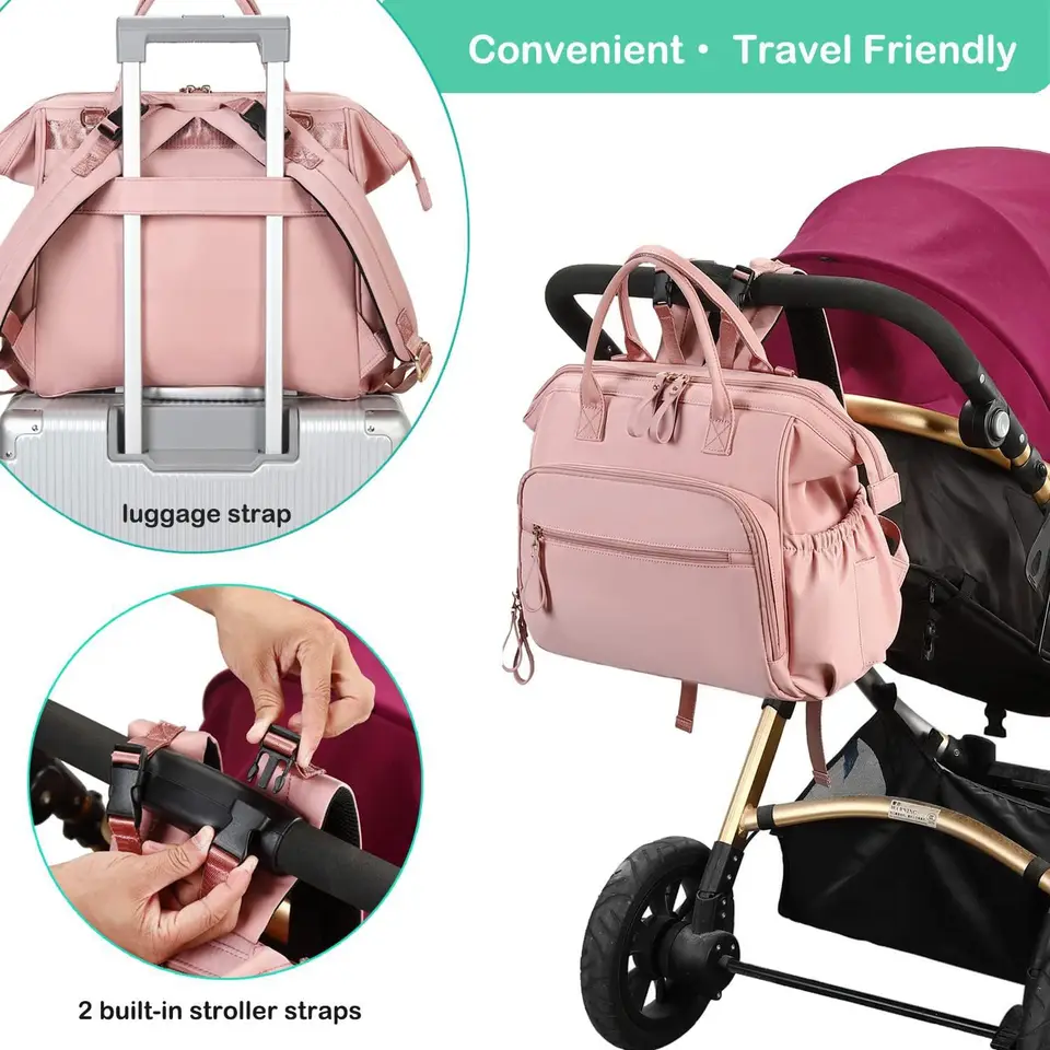 Mommy Diaper Stroller Hanging Bag Mother Large Capacity Nappy Backpacks With Changing Mat Convenient Baby Nursing Bags_voghion.com