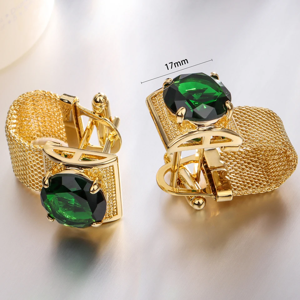 Crystal Cufflinks For Men With Gift Box - 18K Gold Tone Dress Shirt Accessories For Formal Events