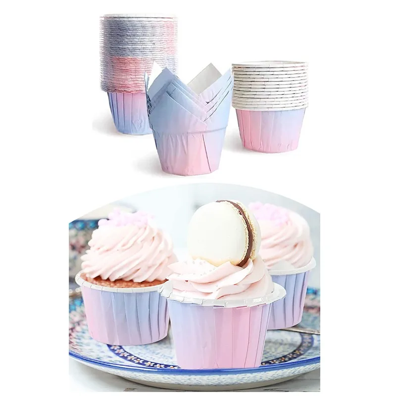 Gradient Color Cupcake Wrapper Baking Cups Grease-Proof Muffin Liners Containers High-T... - SKU CWBC1313 - UGI Packaging
