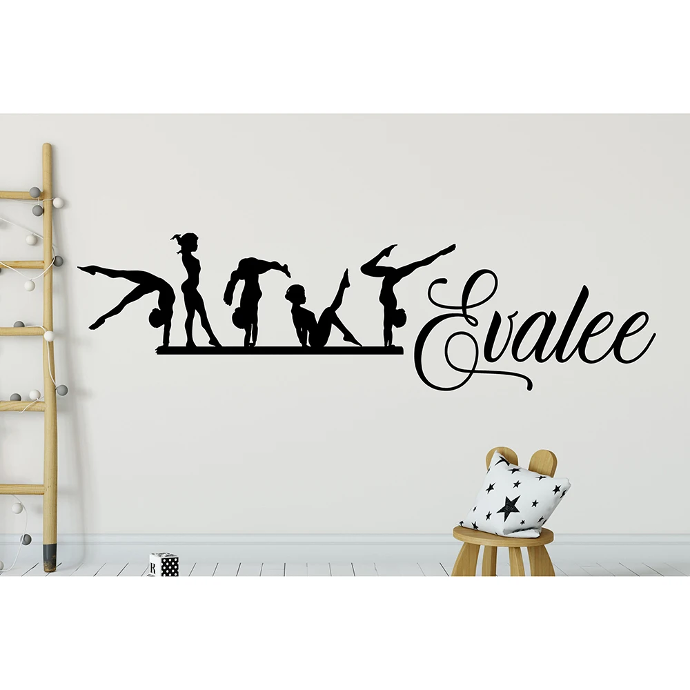 

DECALYANG Gymnastics Custom Name Wall Sticker - Personalized Gymnast Decal - Dancer Wall Decor, Vinyl Sticker DZ-19