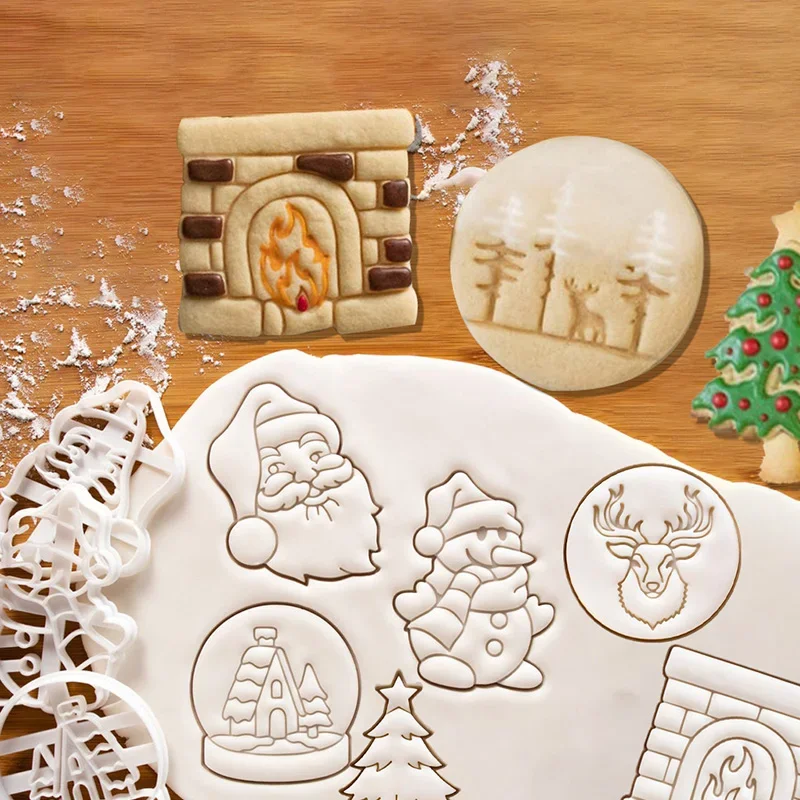 Holiday Christmas Cookie Embosser Cutter Mold Santa Claus Crystal Ball