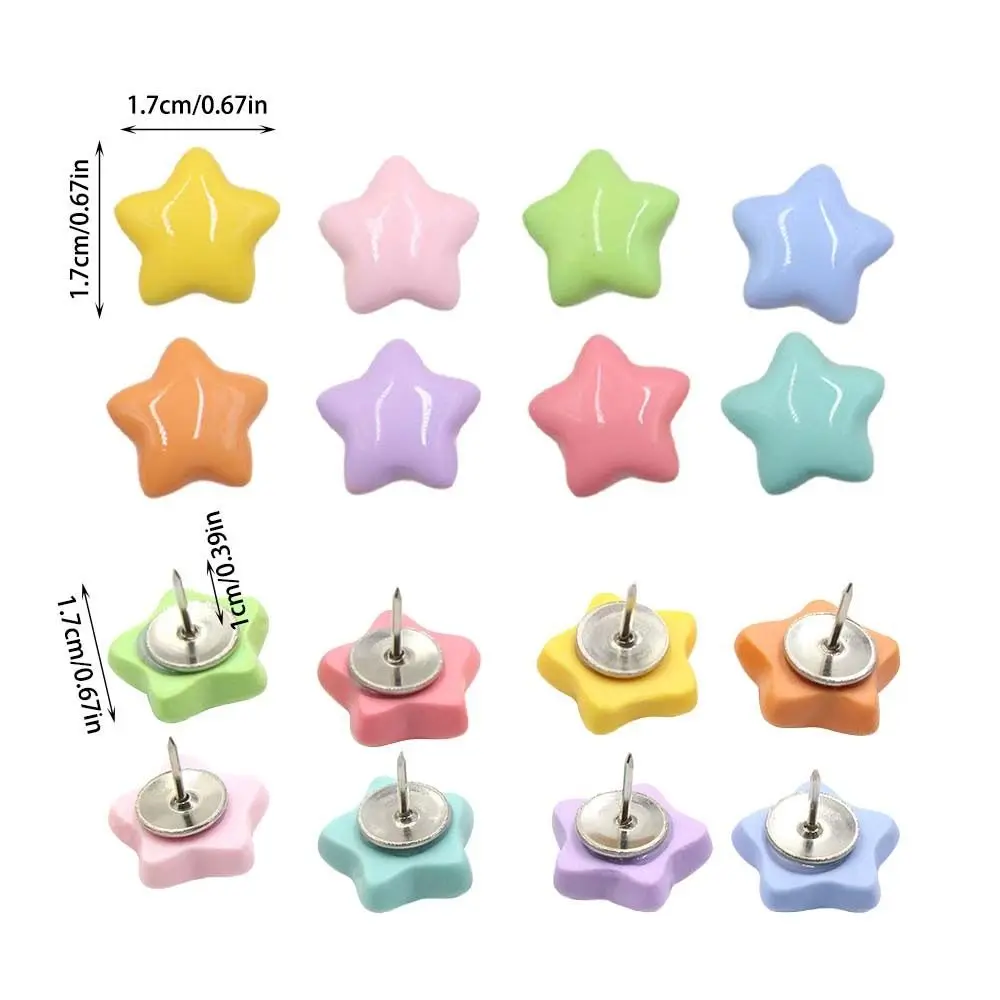 20/50개 내구성 있는 DIY 오각형 푸시핀 3D 마카롱 별 모양 푸시핀 창의적이고 귀여운 썸 타크스 코르크보드용