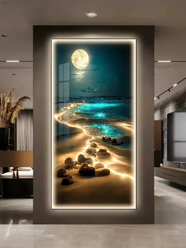 Ocean Waves Wall Lamp Entrance Decoration Light Painting Moon Corridor ...
