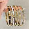 Titanium Steel Gold Silver Color Bangles for Women Girls Trend Waterproof Jewelry Luxury Sparkling Zircon Bracelet Bangle 2