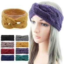 

Twist Cross Headband For Girls Lady Soft Knitting Winter Headbands bandana Knitted Sports Headband Ear Protection Fashionable